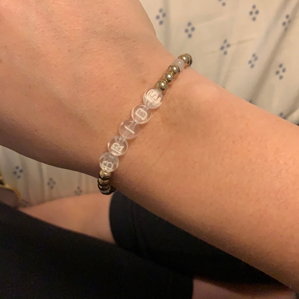 Gold bead BRIDE bracelet